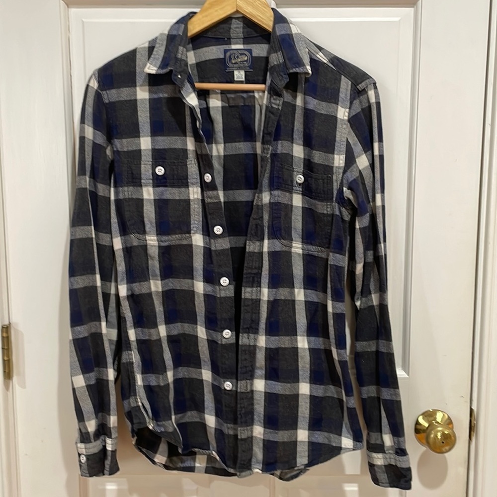 J. Crew || Sportsman's Outfitters Flannel Plaid Button Down Shirt; Size S Slim - Picture 3 of 12